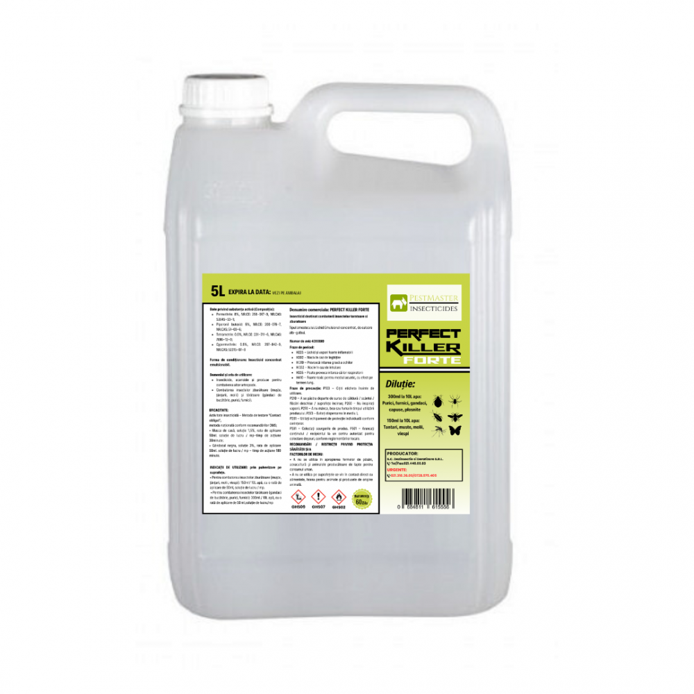 Pestmaster: Perfect Killer FORTE, 5L- Insecticid profesional pentru uz caznic 