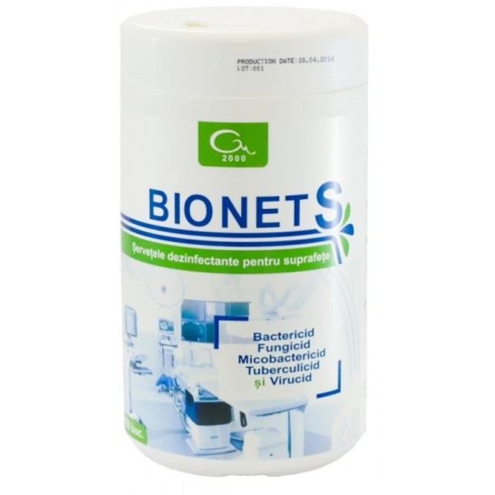  BIONET S – Servetele dezinfectante pentru suprafete, 150 buc.