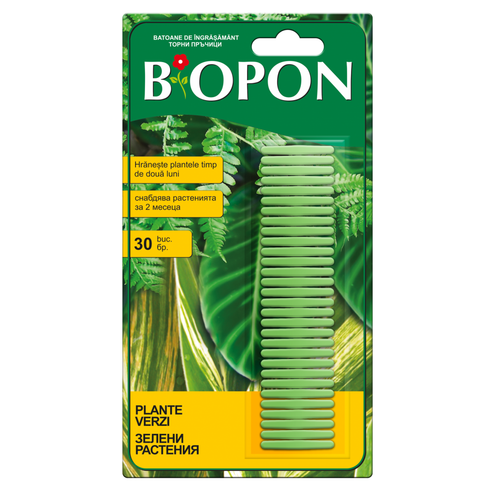 BIOPON: Ingrasamant plante verzi sticks, 30 buc.